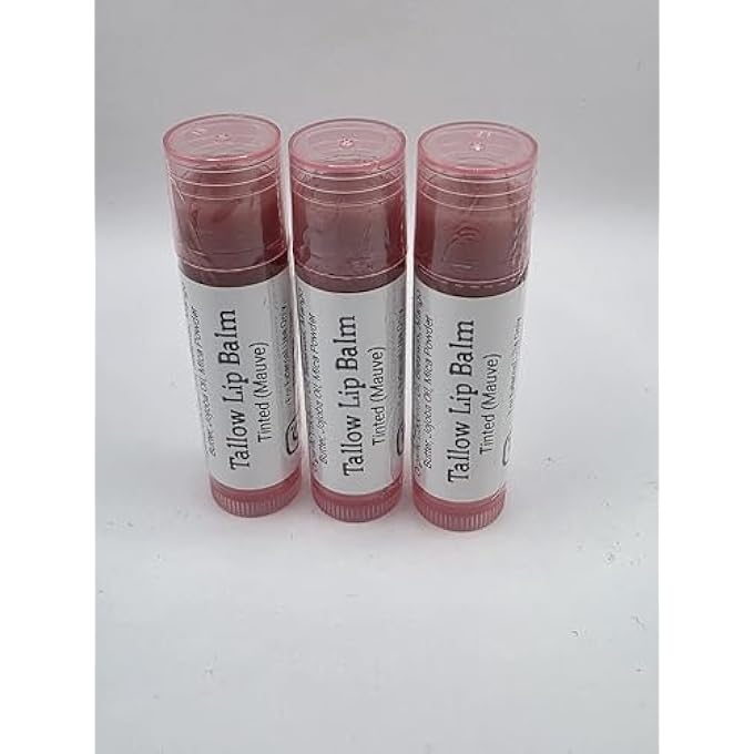 rayihni TALLOW LIP BALM (3 PACK) (TINTED MAUVE) HANDMADE GRASS FED BEEF TALLOW LIP BALM WITH NOURISHING OILS - Image 1